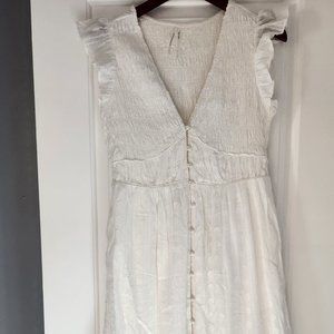 Anthropologie White Cotton Dress Spring/Summer Size Small